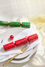 Load image into Gallery viewer, Bulk buy, "Red & Green Merry" 25cm Box of 100 | Bonbon Crackers
