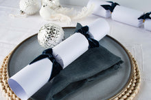 Load image into Gallery viewer, Bulk buy, Luxury, Christmas Snowfall, Ultra High Quality, Navy Blue Bow, Handmade Bon Bon - Box of 48 Units | Bonbon Crackers