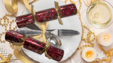Load image into Gallery viewer, Red and Gold Mistletoe Mini Crackers | Bulk Pack of 50 units | 20cm/8 inches long