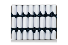 Load image into Gallery viewer, Bulk buy, Luxury, Christmas Snowfall, Ultra High Quality, Navy Blue Bow, Handmade Bon Bon - Box of 48 Units | Bonbon Crackers
